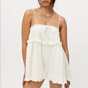 Urban Outfitters Ruffle me up romper in white